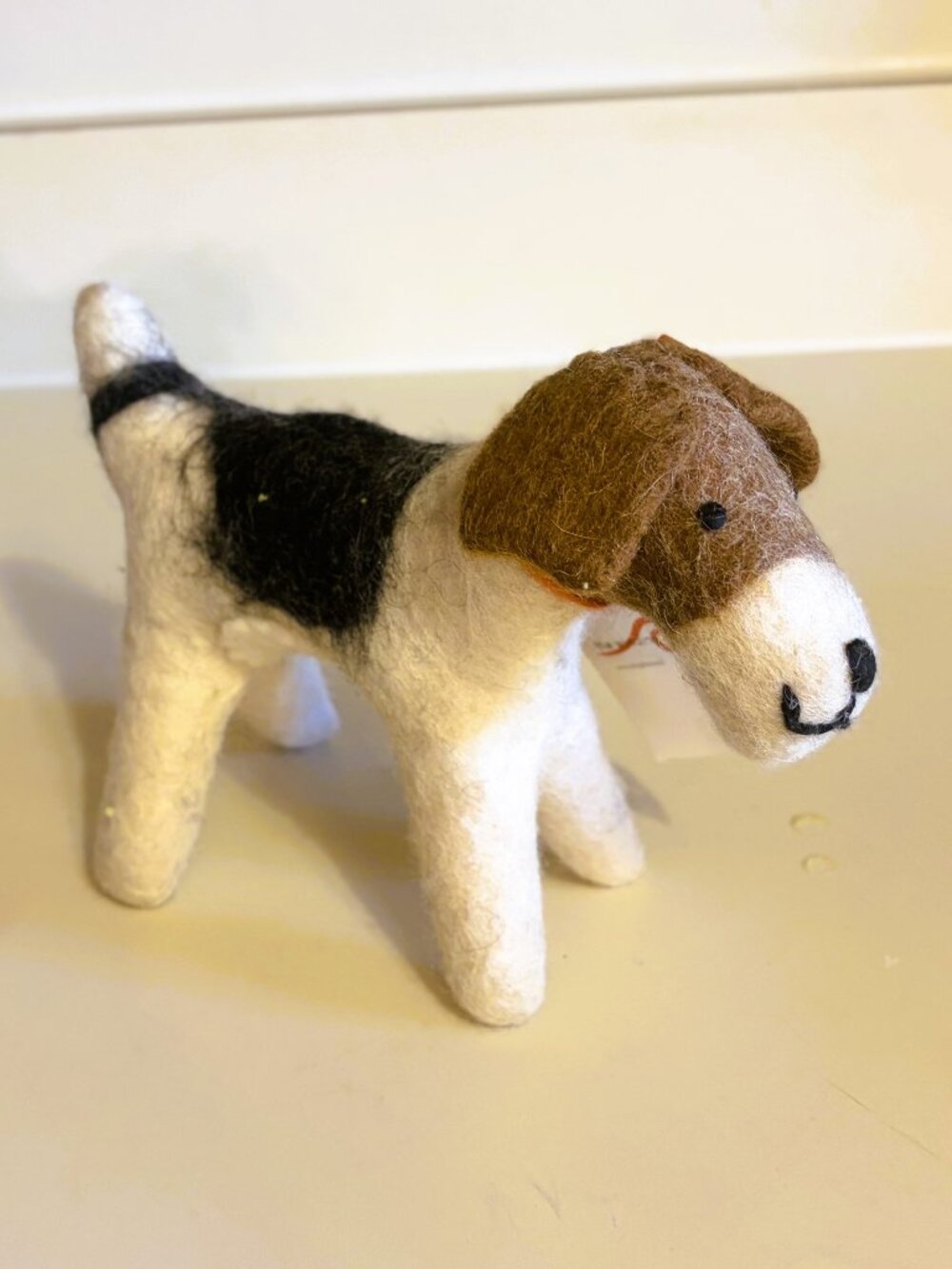 Handcrafted 100% Wool Felted American Terrier Beagle Plush Stuffed Animal 5"